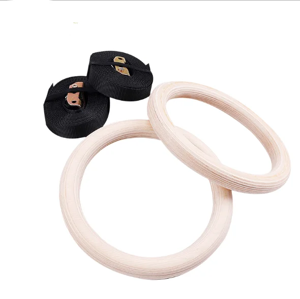 

Nylon Strap Cross Fitness Training Resistance suspension Gym wooden rings, Customized color