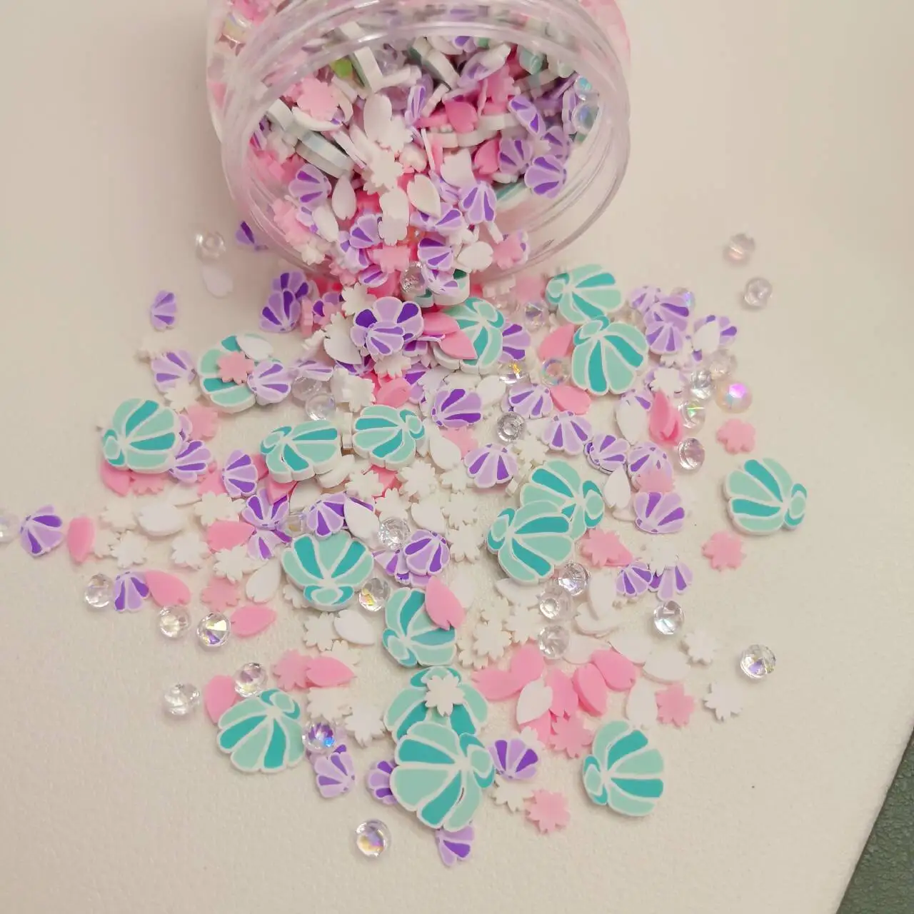 Cute Hot Romantic Theme Shell Clay Slices Diamond Mixed Sprinkles Supplies Slime Crafts Filling