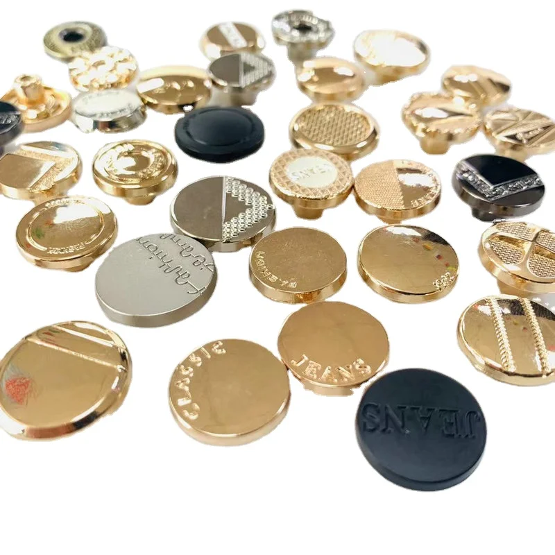 

Wholesale High Quality Custom brand engrave logo Zinc Alloy Button Metal For Jeans, Gold/silver /gun metal / matte black etc
