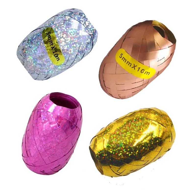 

5mm * 10m laser balloon rope ribbon roll colorful reflective rugby ribbon egg line ribbon