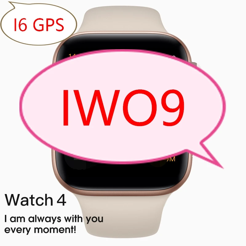 IWO 9 GPS Wireless charging series 4 iwo8 10 w53 w54 I6 music sensor monitor heart rate for iphone android iwo9 smart watch