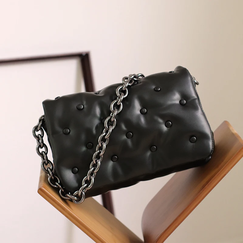 

hot selling bucket bags women handbags shoulder fashion rivet handbags, 1 color black