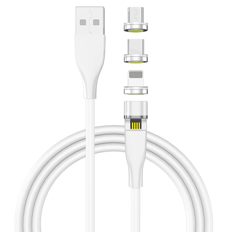 

New Arrivals 540 Degree Magnetic Charging Cable 3A fast charging Magnetic data cable Magnet Usb Cable, White/black