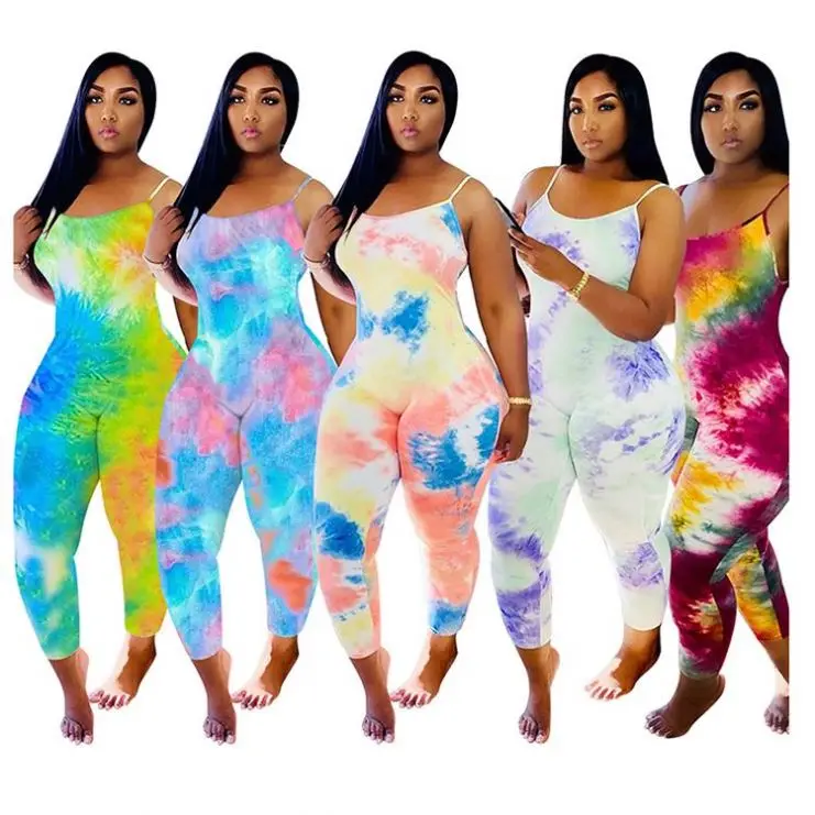 

New Arrival Sexy Tie Dye Stylish Dua buah set Jumpsuit 2021 Women Clothing One Piece Jumpsuits