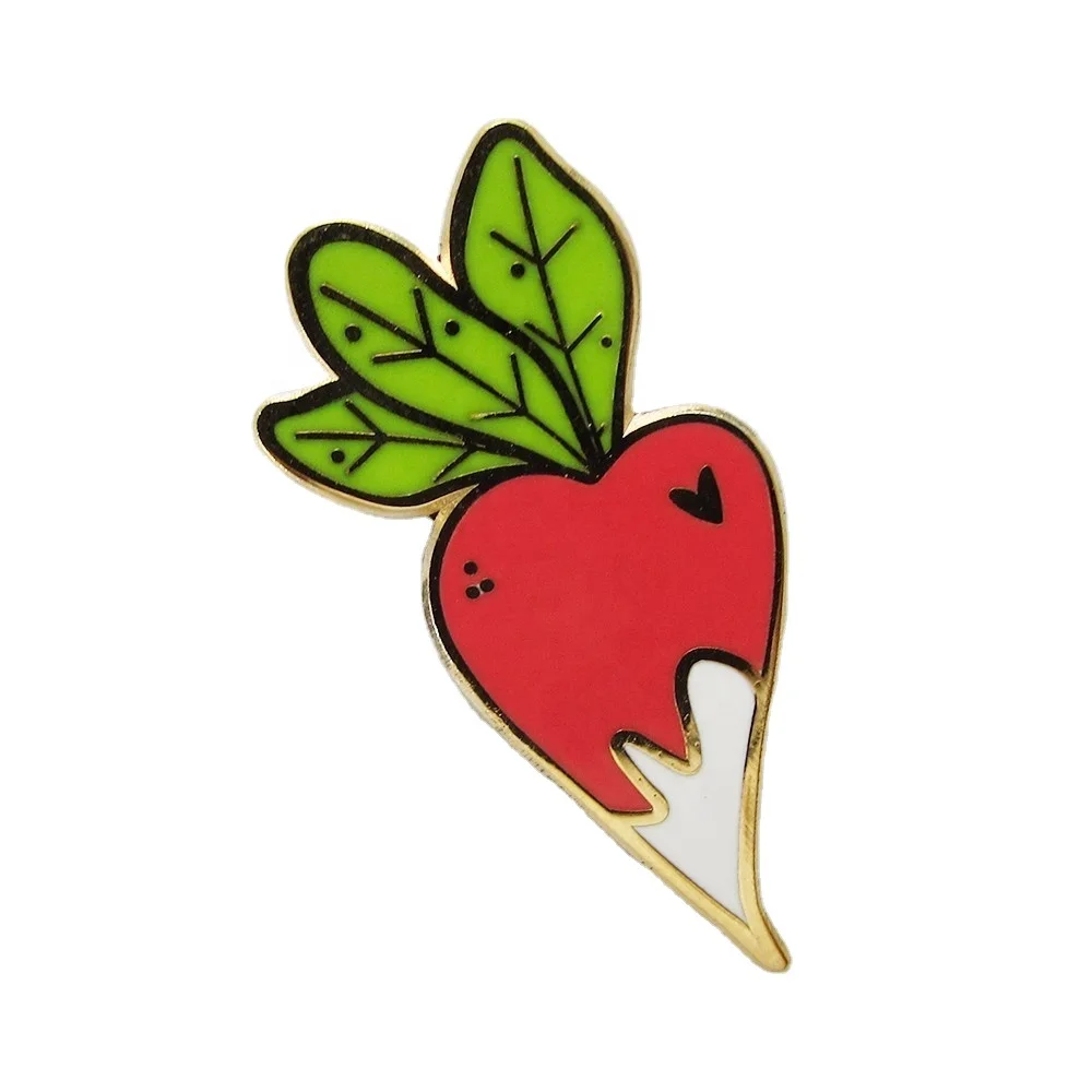 

Custom cartoon Cute Green and red botany brooch with red color for baby hard enamel zinc alloy lapel pin