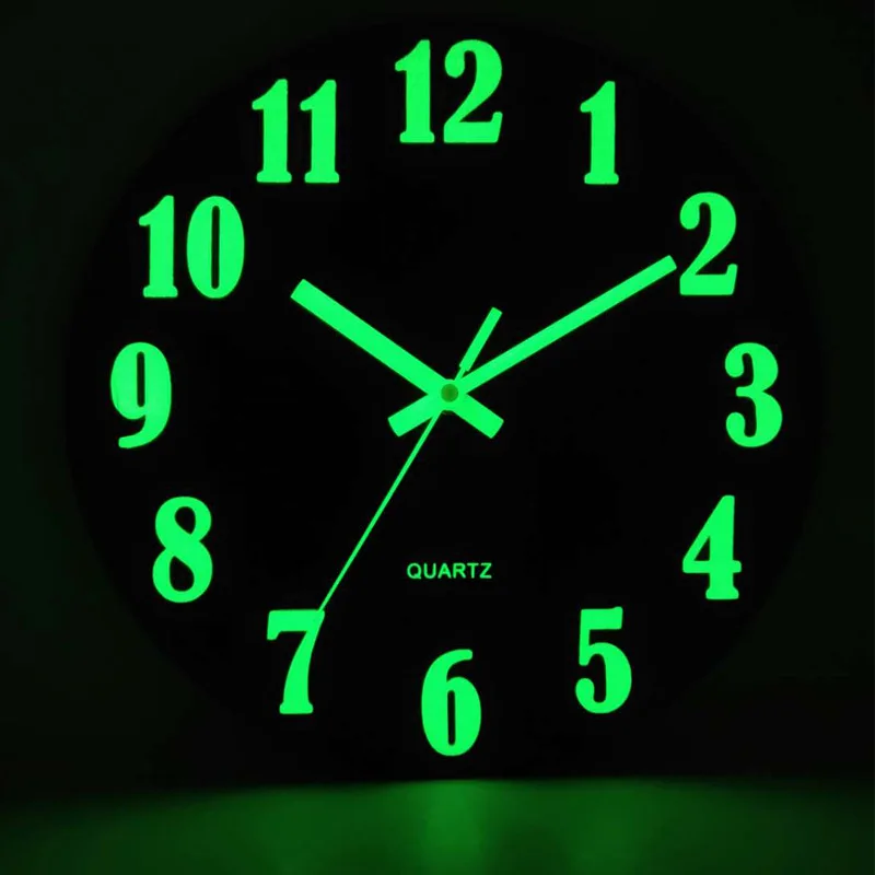 

2021 fluorescence night light wooden luminous wall clock, Gold