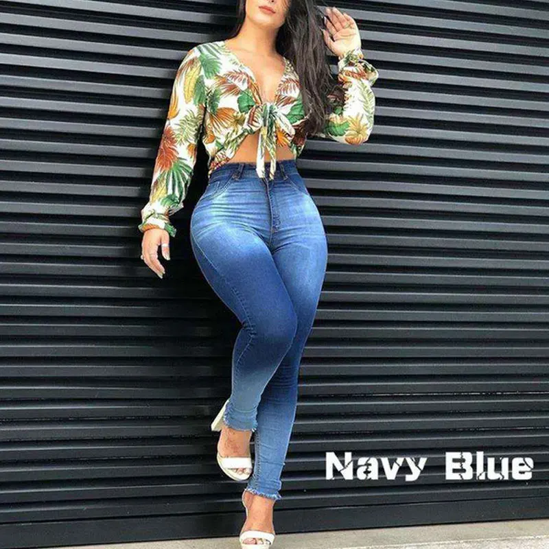 
Hot Selling Woman Jeans Slim Fit High Waist Jeans Women Stretch Jeans Trousers Women 