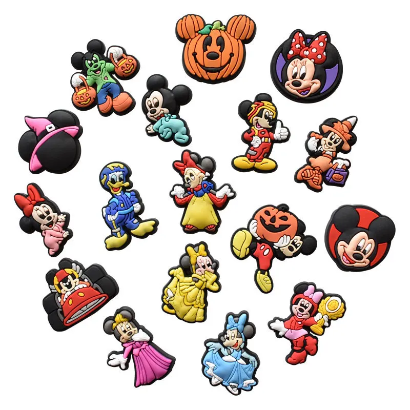 

17pcs a set cartoon Wholesale PVC Clog Shoe Decorations Charms Amazon Soft Rubber Shoe croc Charms As a gift for the child, As picture