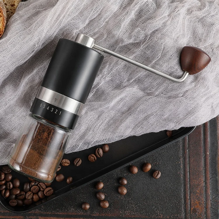 

Amazon Top Seller High Quality 304 Stainless Steel Burr Manual Hand Coffee Grinder with Glass Jar