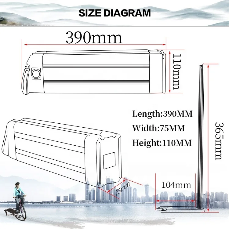 
Rechargeable Bottom Type Discharge 24V 36V 48V Li-ion Silverfish Battery Pack for Electric City Bicycle 