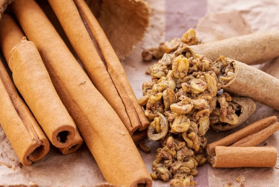 Side-by-side comparison of Ceylon cinnamon quills (thin, layered, soft) versus Cassia cinnamon (thick, hard single roll)
