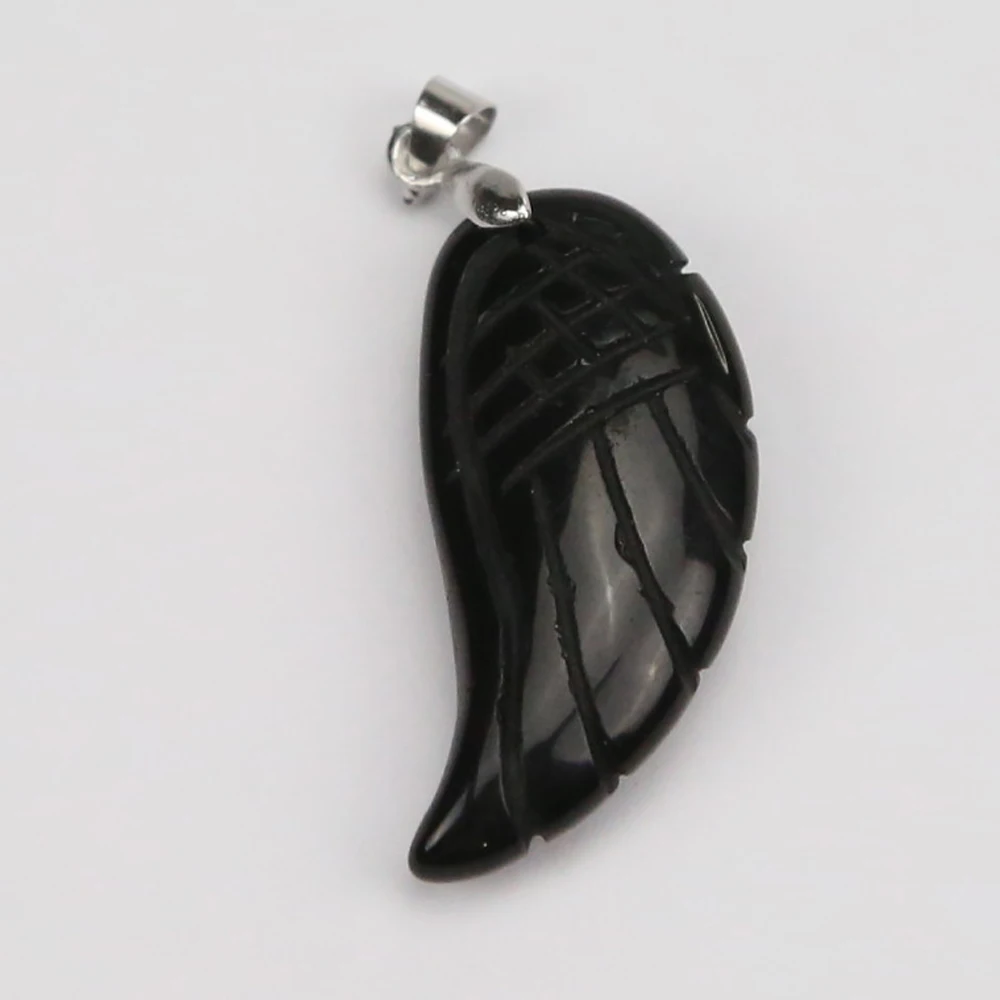 

XuQian New Designs Angel Wing Feather Pendant Elegant Gemstone Charm Pendant, As picture