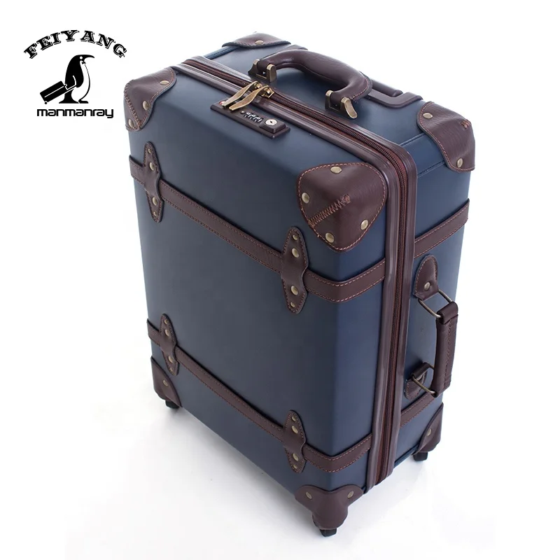 

Premium Vintage Retro Customized PU Leather Suitcase Travel Trolley Luggage With 4 Spinner Wheels, Black/red/blue/silver, etc...