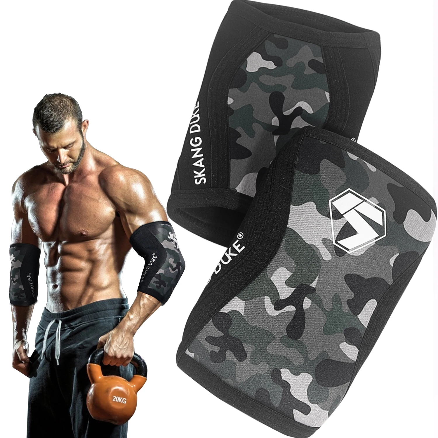 

Customized 7mm Neoprene Weightlifting Crossfit Powerlifting Elbow Brace Compression Support Sleeve, Camouflage