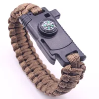 

High Quality Wholesale Outdoor Survival Multi-function Compass Firestarter Knife Field Survival Paracord Bracelet