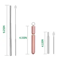

Telescopic Drinking Straws Reusable Collapsible Straw with Case Silicone Tip and Keychain