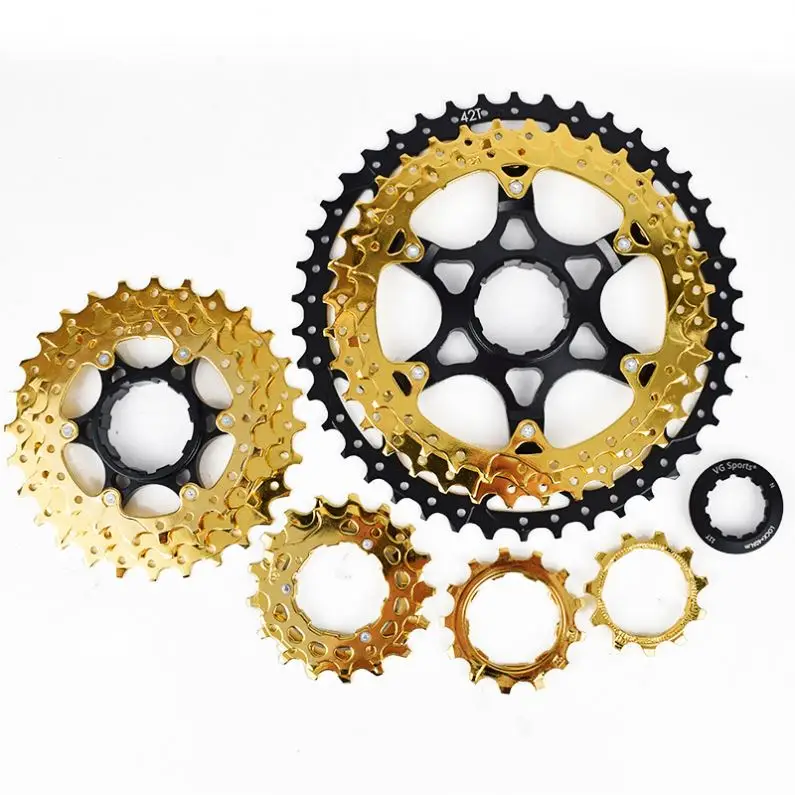 

9 Speed 11-42T Aluminum Golden Mountain Bike Cassette Freewheel Sprocket Bicycle FreeWheel Replacement