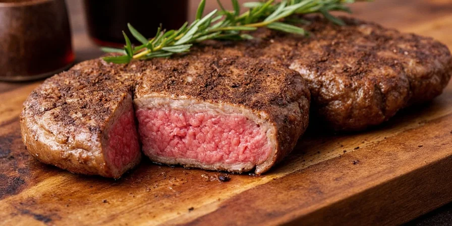 A chef rubbing spices onto a thick cut of beef