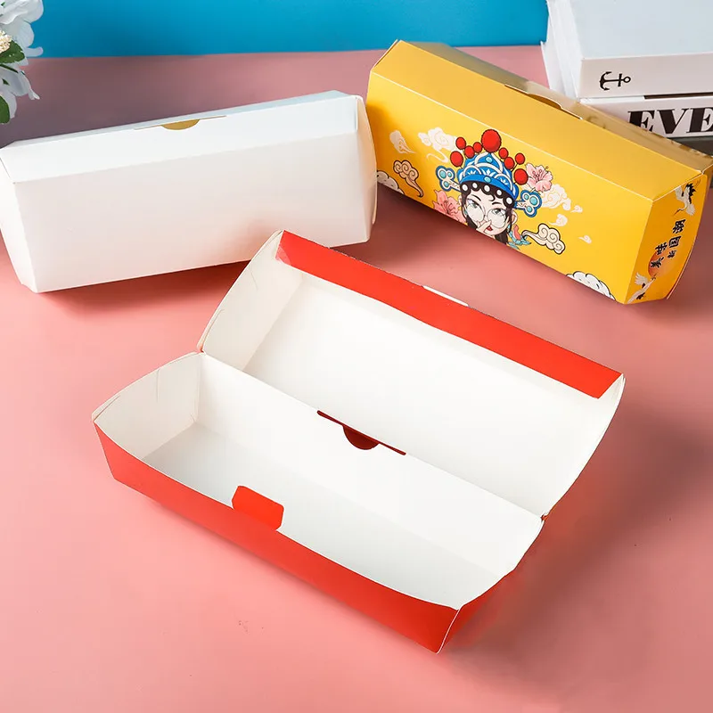 

Durable Coated Paperboard Box Stand Treats Hot Dog Paper Food Trays