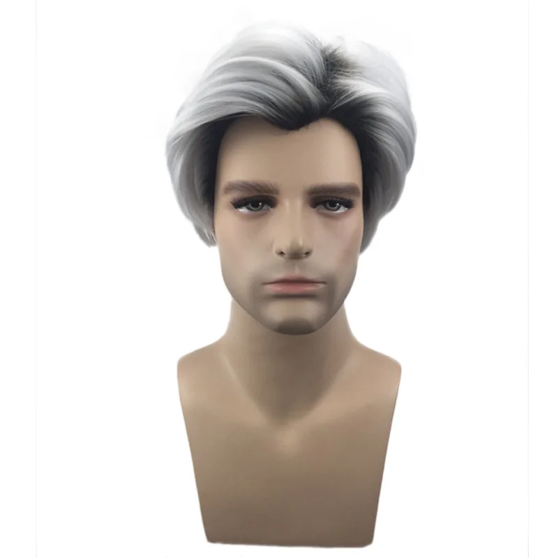 

hot sale Descendants 2 cosplay wigs Carlos short white synthetic wigs for cosplay parties, Ombre