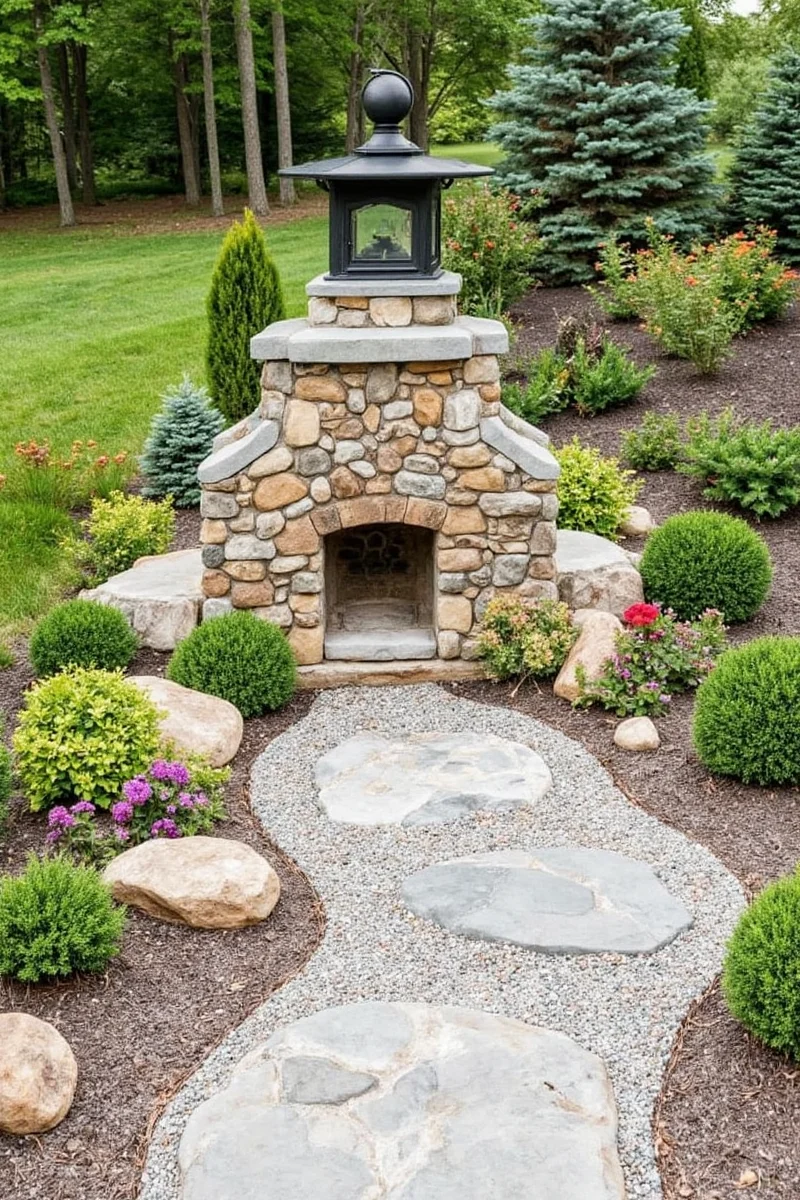 Family Gathering on Flagstone and Pea Gravel Patio