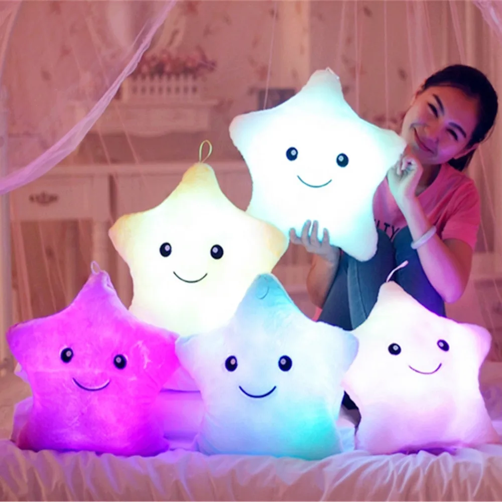 

35CM Creative LED Flash Multi Colour Soft Star Stuffed Star Shaped Pillow LED Light up Star Toy