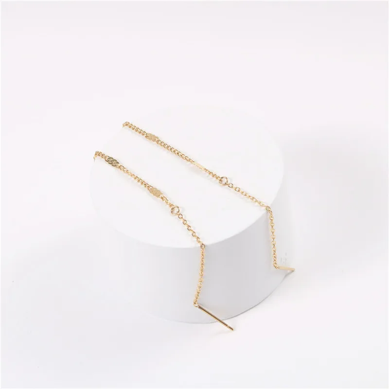 JOOLIM  High End 18K Gold Plated Dainty Chain Earring Threading Earring Wholesale