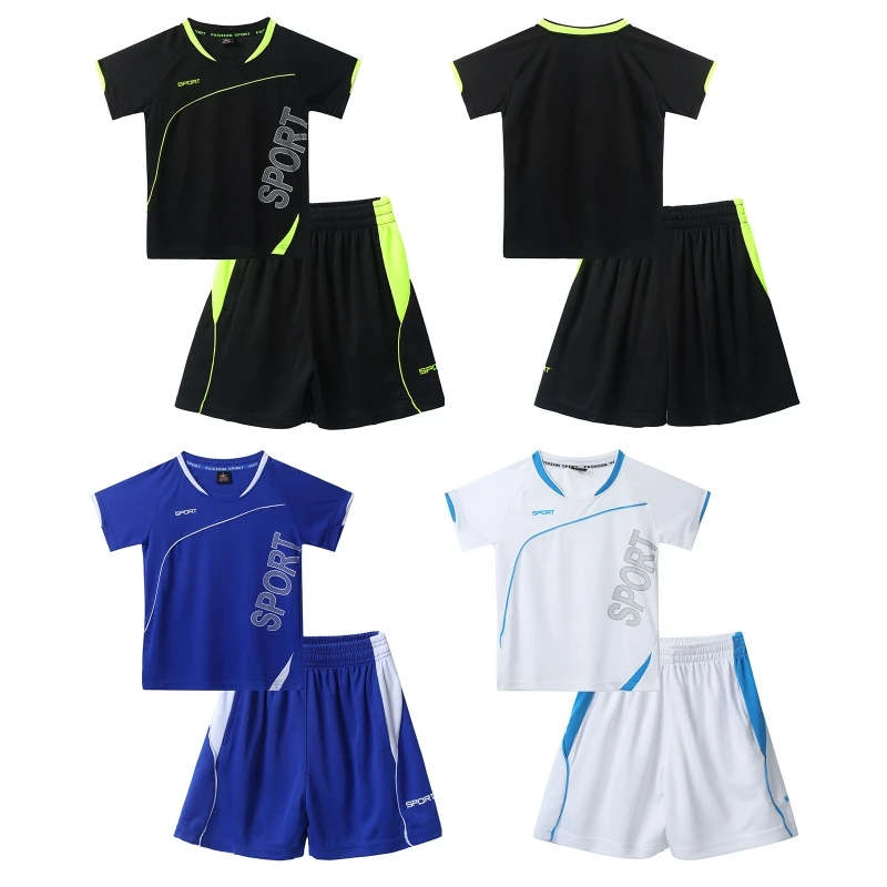 

Luxury 2 Pieces Set Kids Boy Jerseys and Shorts Set Soccer Basketball Sports Training Athletic