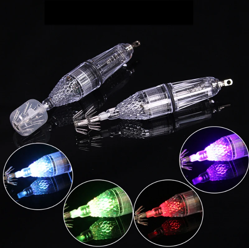 

12cm 17cm Waterproof Night Fishing Tackle Colorful Plastic Fishing Tackle LED Squid Fishing Light With Octopus Hooks