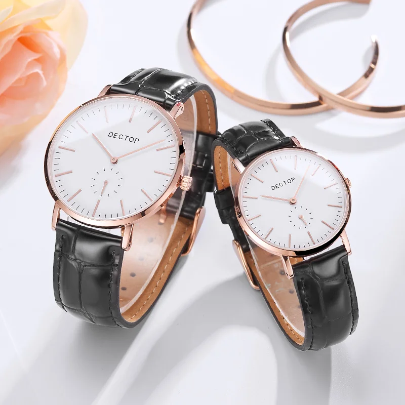 

2020 new modern original brand lover leather quartz stainless steel waterproof luxury wrist gif set couple watch