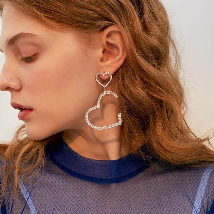 2020 Fashion Women Simple Big Love Heart Earrings Ear Hook Wedding Stud Jewelry