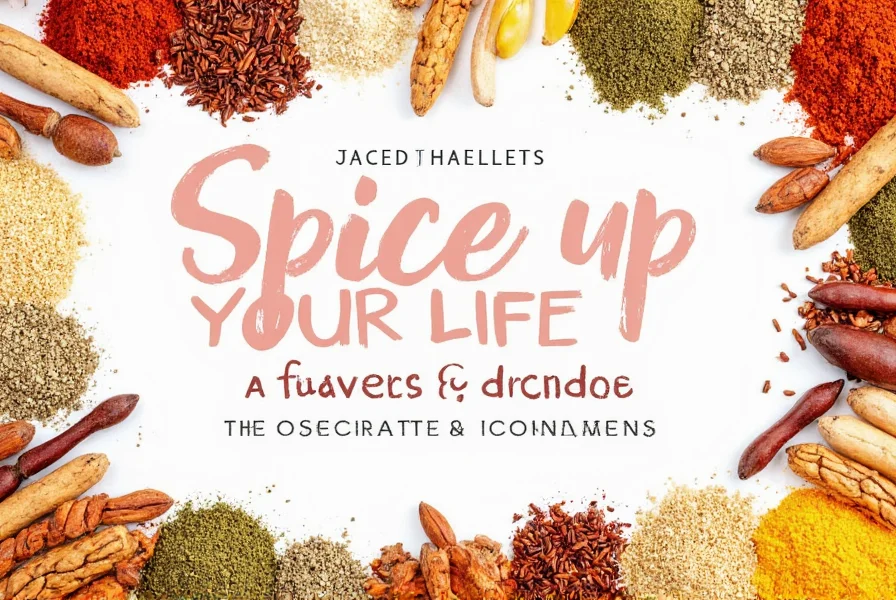 Spices and condiments on a wooden table
