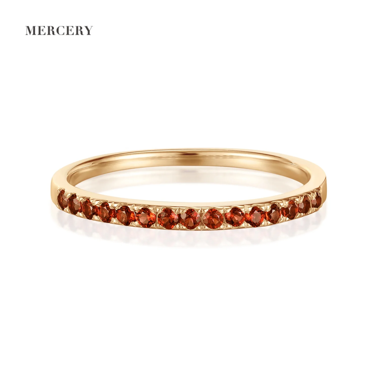 

Mercery Fine Jewelry January Birthstone Ring Red Garnet Stone Natural Jewelry Real 14k Solid Gold Engagement Wedding Rings