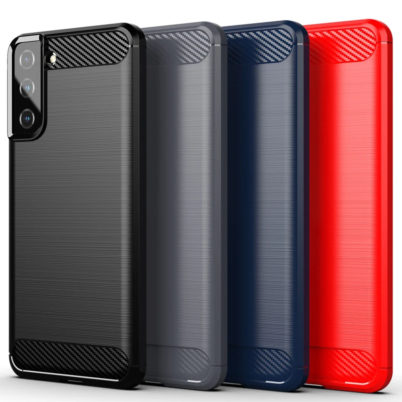 

Carbon Fiber Shockproof Soft TPU Back Cover Phone Case for Samsung Galaxy S21 FE Case, 4 colors