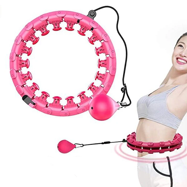 

24 Fitness Smart Adults Adjustable Weighted Detachable Intelligent Hoola Hoop Hula Ring Circle, Pink, blue, purple