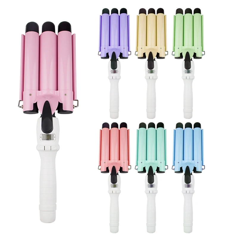 

Curling Iron Wand Ceramic Hair Curler Rollers Curly Diffuser No Heat 3 Barrel Electric Electron Curlers Heatless Hair Tools, Customized color