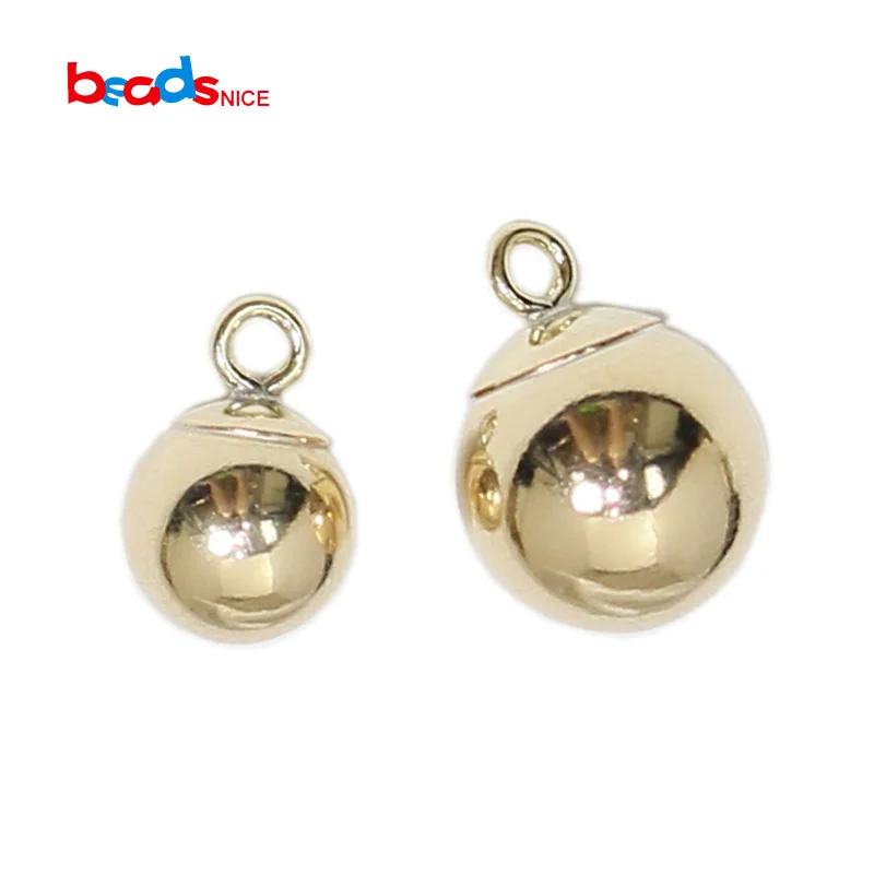 

Beadsnice Gold Filled Ball Drop Charm Pendant Dangle with Loop Real Gold Plated Brass Tiny Drop Beads ID39796