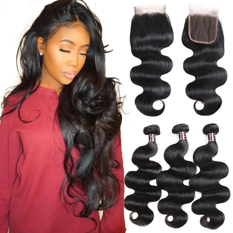 

Ainizi wholesale remy hair vendor body wave brazilian hair human hair bundles with lace frontal closure