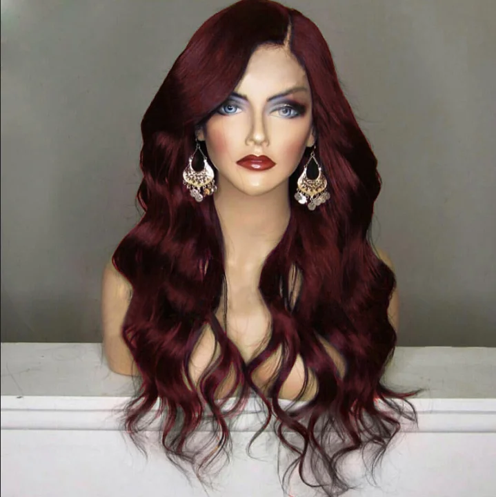 

Wholesale Cuticle Aligned Brazilian Rose Net Wigs Wavy Honey Wine Red Color Wigs For Women, Ombre