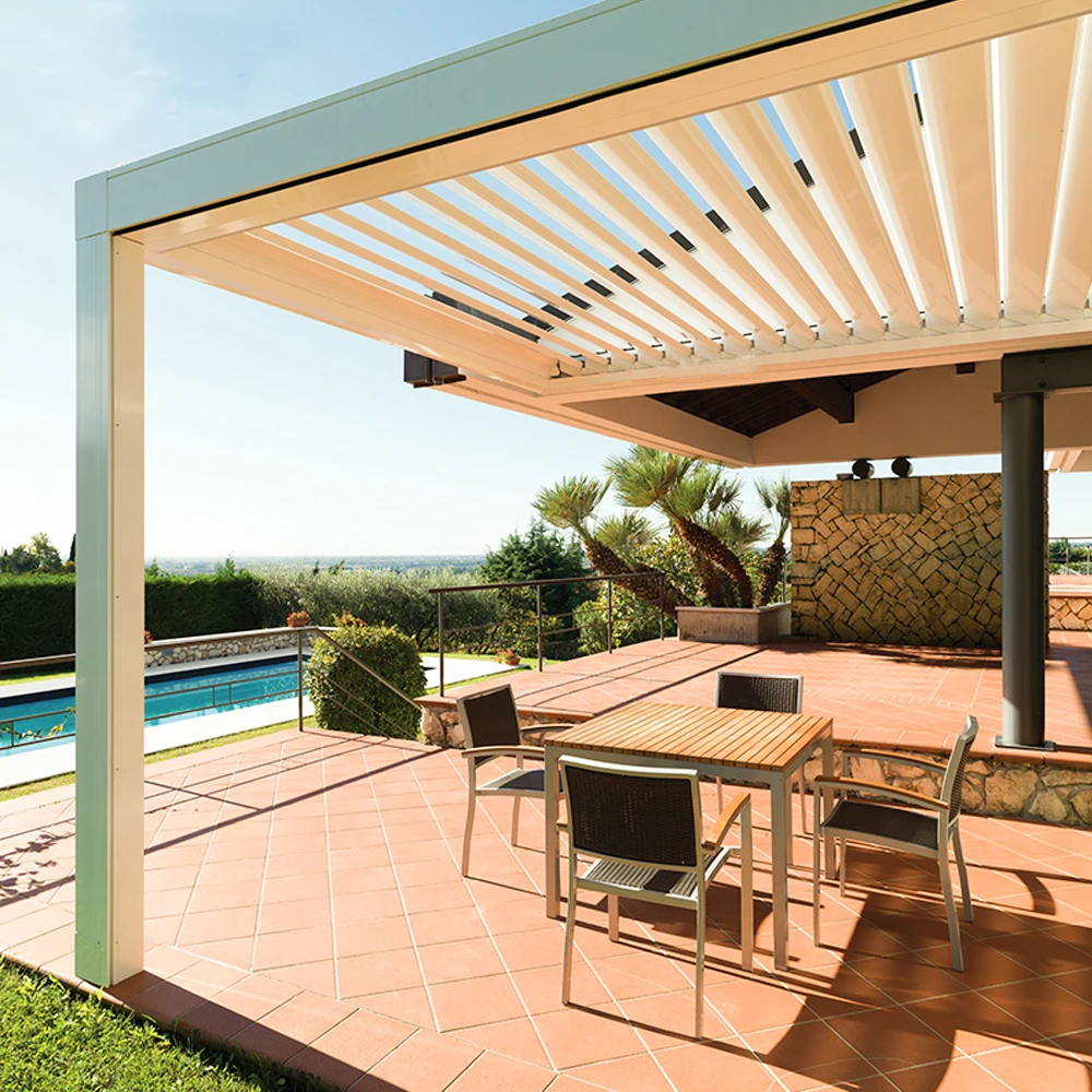 防水生物气候铝可调百叶窗铝百叶窗屋顶遮阳篷可控定制凉棚