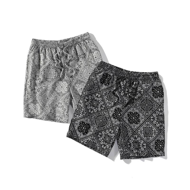 

men Two-tone full print cashew flower casual stack jogger shorts for streetwear