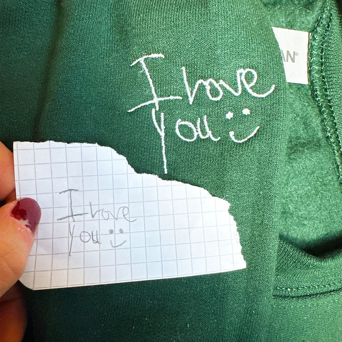 Embroidered Handwriting Flannel Sweatshirt