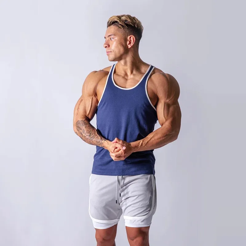 New Men Summer Sleeveless Men's Slim Fitness T-shirt Running Training Men's Tank Top Vest