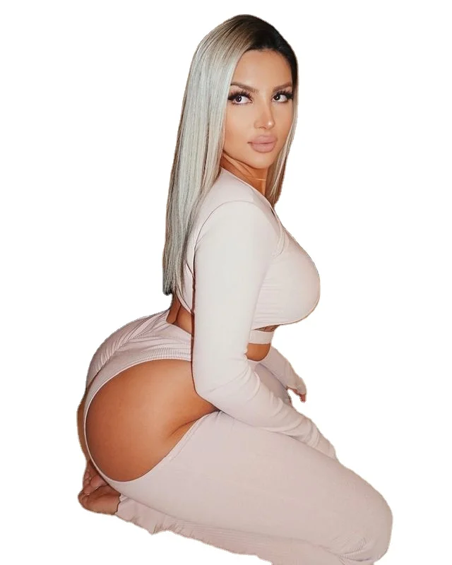 

9853 Wholesale Women Joggers Outdoors sweatsuit Sexy Cut Out Training Tracksuits For Women Two Piece Sets