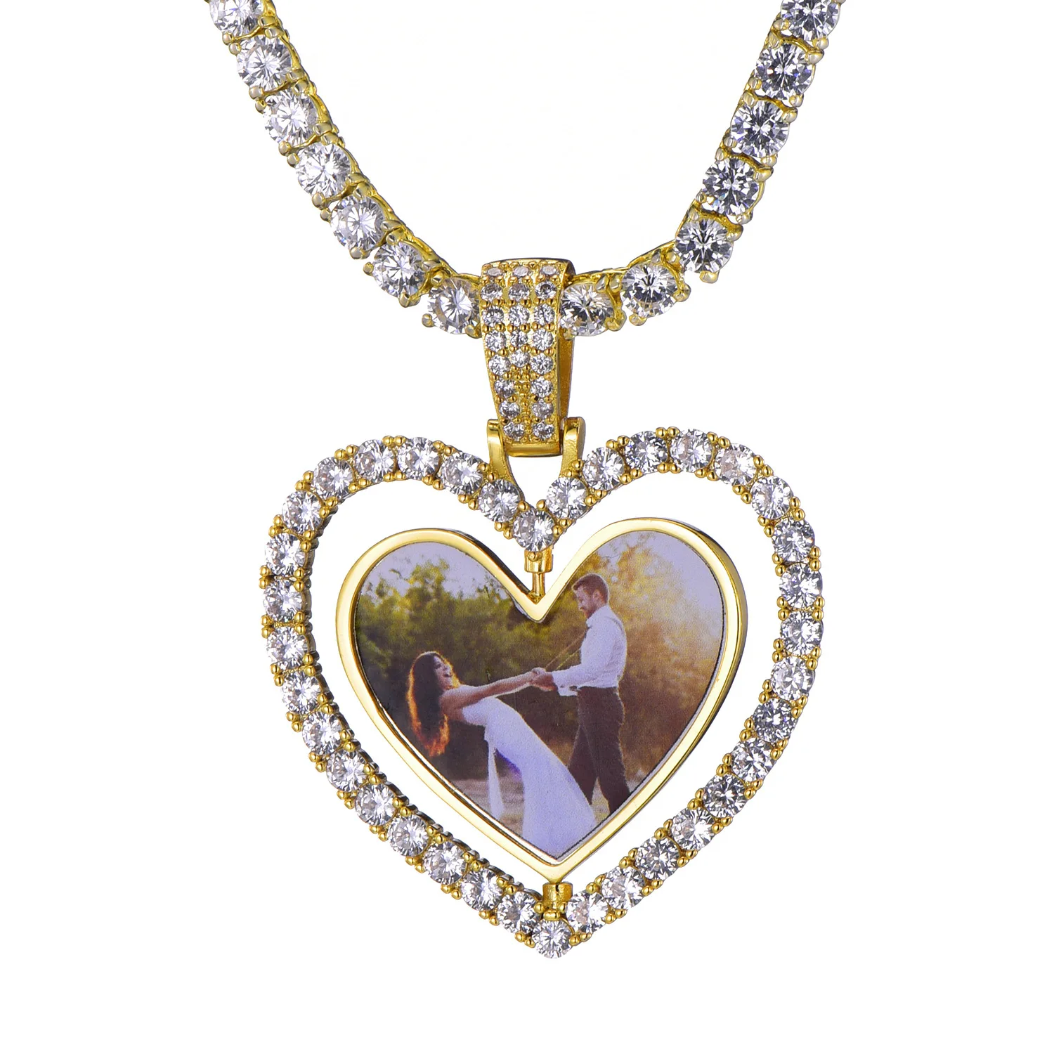 

2020 Personal Trend Custom Photo Necklace Pendants For Men Fashion Hip Hop Jewelry, Gold;silver