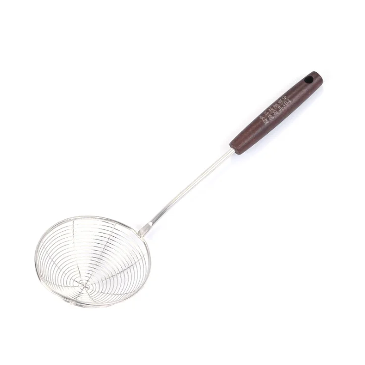 
304 Chinese style hot pot fine mesh strainer colander food strainer stainless steel strainer with wooden handle 