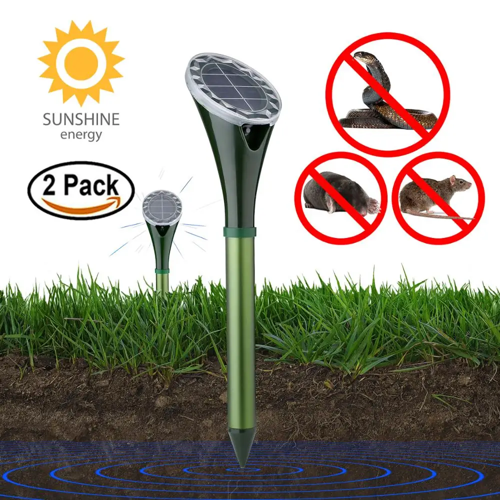 

Amazon 2 Pack Vibration Solar Powered Snake Mole Repeller Animal Gopher and Vole Chaser Repellent