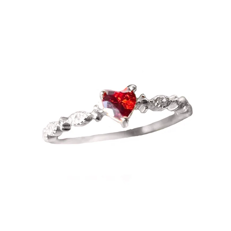 

Fashionable Ruby European American Style Heart-shaped Zircon Ring For Women