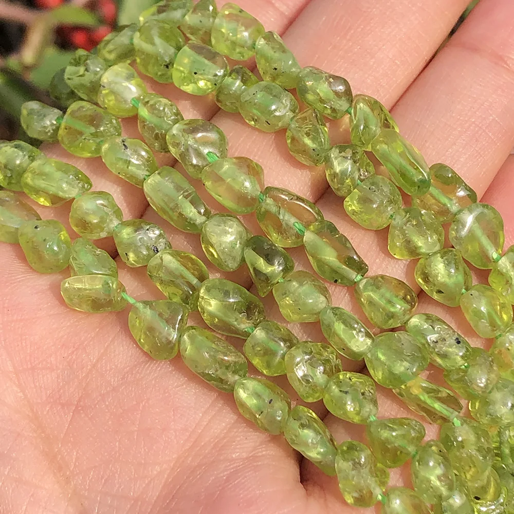 

4-7mm Irregular Green Peridot Stone Beads Smooth Natural Loose Spacer Beads For DIY Jewelry