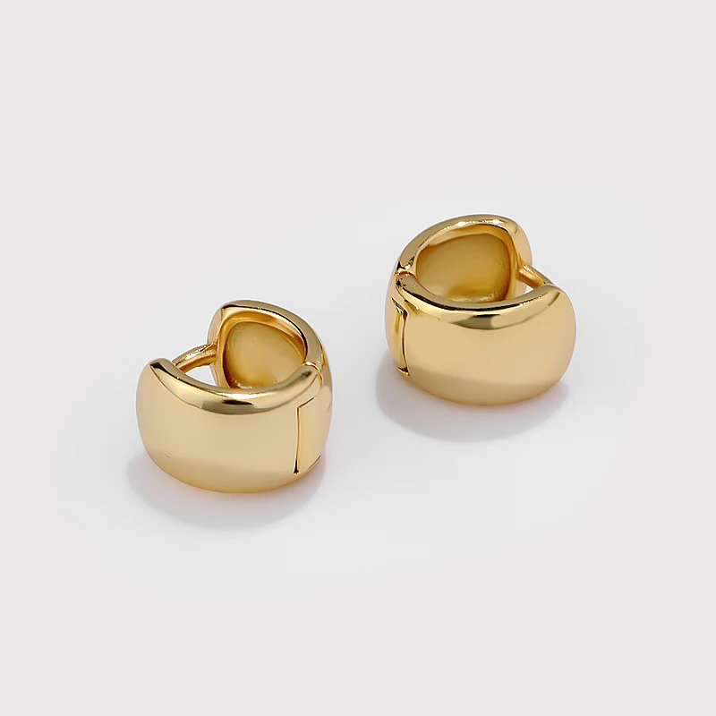 

Elegant Women Simple 925 Sterling Silver Gold Plated Glossy Small Hoop Huggie Earrings Jewelry Gift